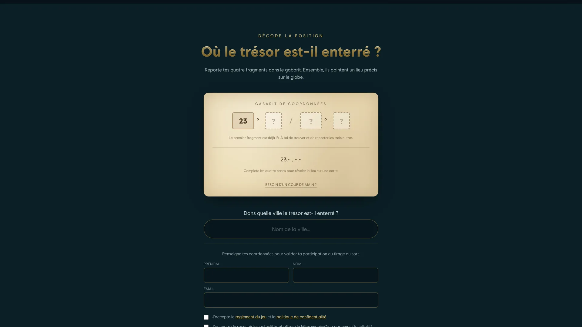 Gabarit de coordonnées à compléter et formulaire de participation