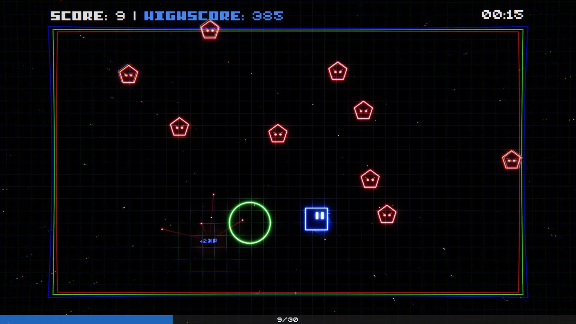 Gameplay du jeu avec un power-up actif