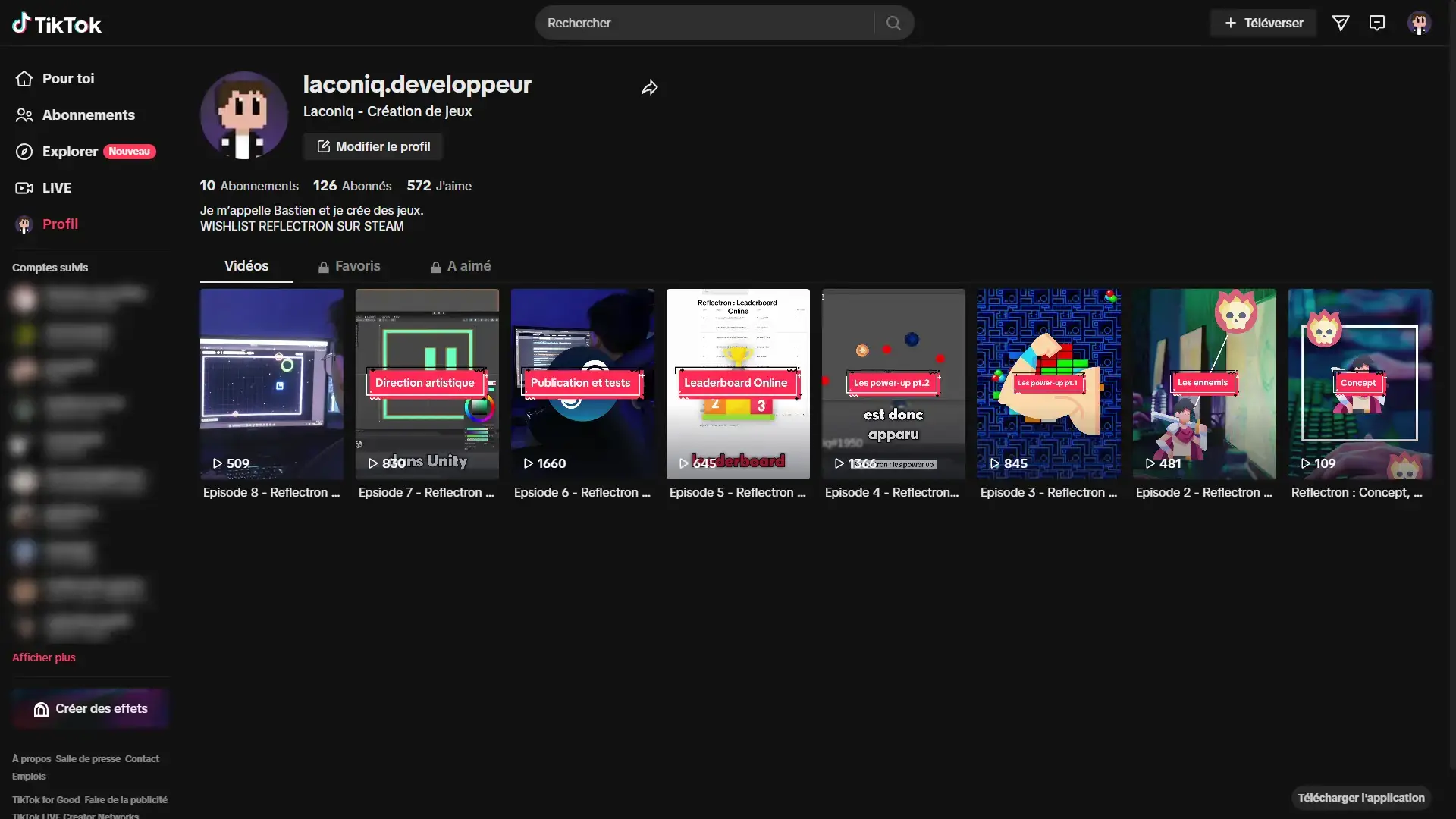Devlog hebdomadaire sur TikTok