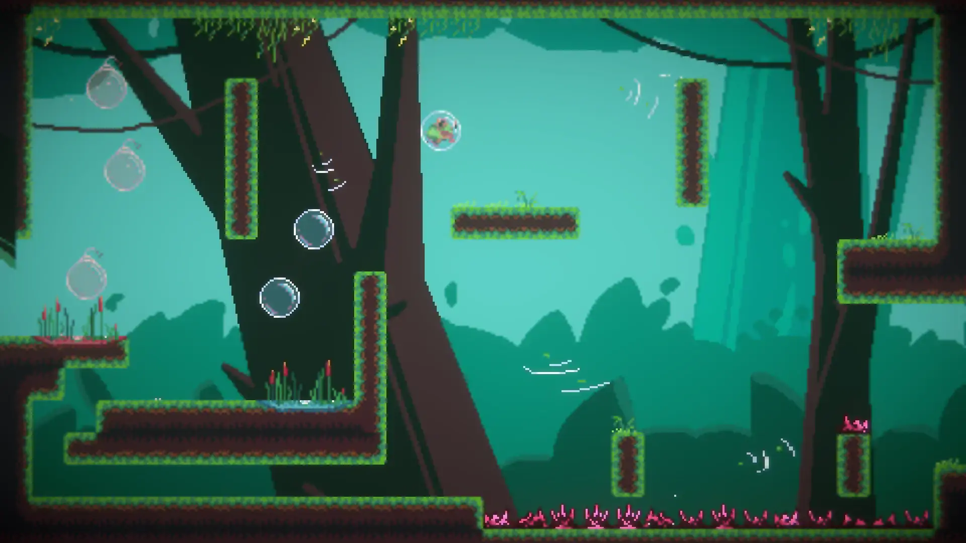 Gameplay du jeu avec la grenouille dans une bulle