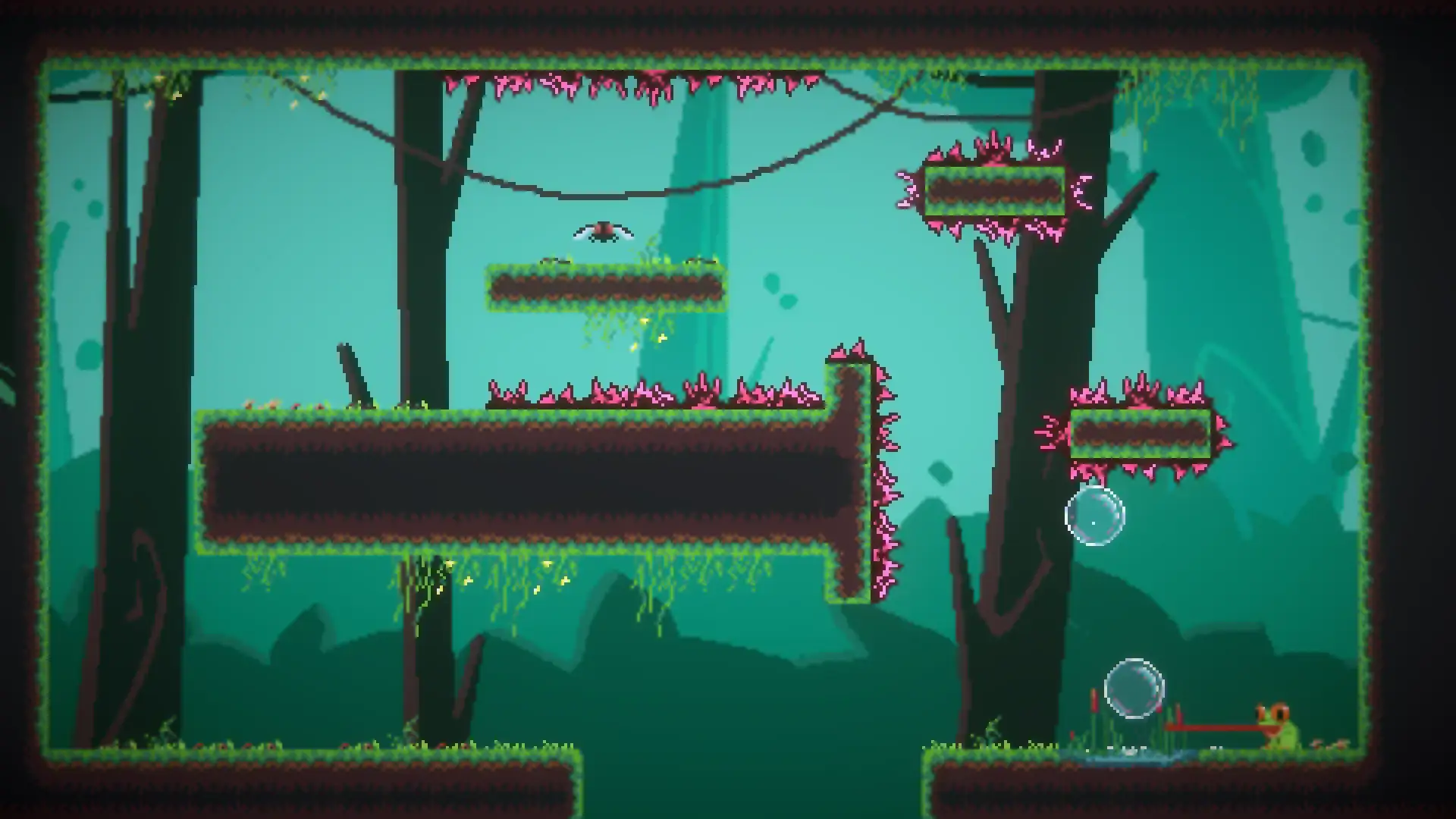 Gameplay du jeu avec la grenouille attrapant une bulle